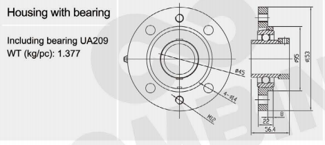 4C3046 (687349.0) harvester combine parts Housing with bearing(图3)