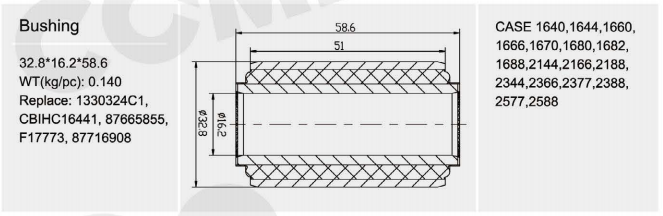 87538600 New Aftermarket Replacement Chaffer Frame Bushing for C-ase IH Combine Models 1640, 1640(图15)