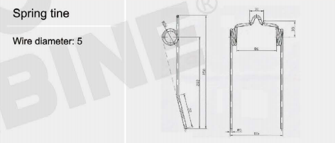 4F1006. Spring Tine Harrow for Combine Harvester Parts Coil,spring & Tine Steel,iron 4F1006 spring tine weeder(图3)